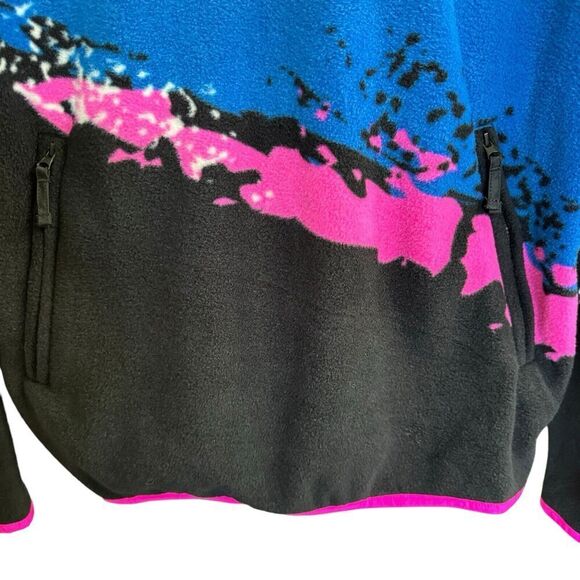NWT Chubbies The Retro Splash Low-Pile Hoodie Women's Black Pink Front Zip M - Picture 2 of 11